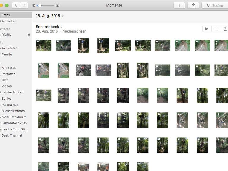 Screenshot zeigt die Fotos-App