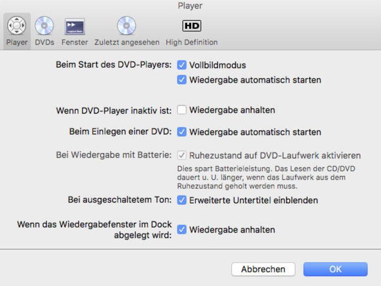 Sogar einen DVD-Player hat macOS