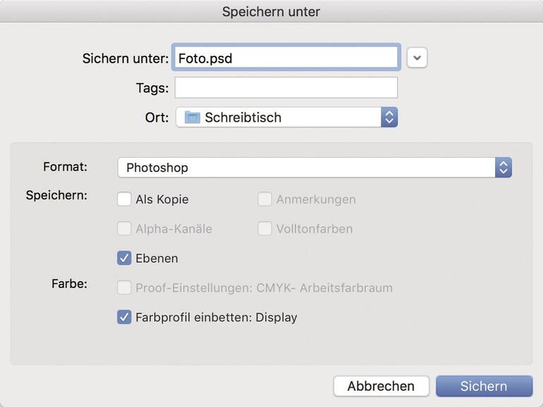 Screenshot aus Adobe Photoshop