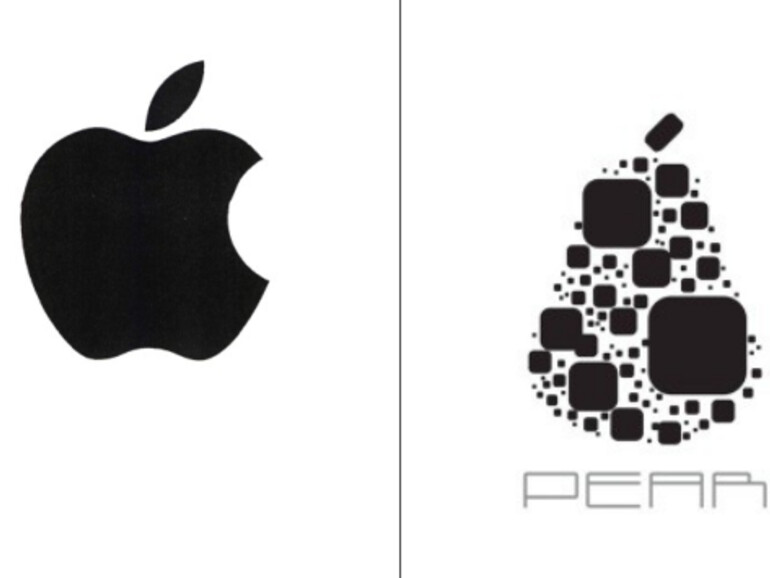 Apple-und Pear-Logo im Vergleich
