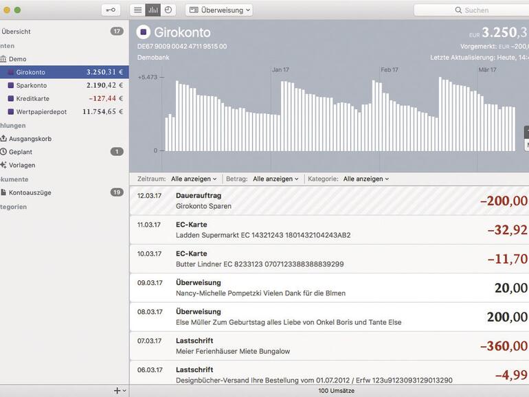 Moneymoney bietet einen übersichtlichen Blick über die Finanzen und lässt sich mit anderen Anwendungen verzahnen.