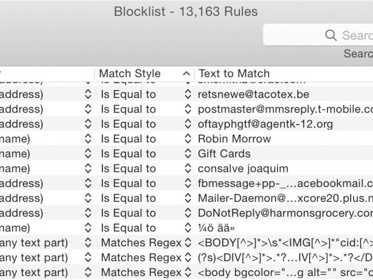 Anhand von „schwarzen Listen“ filtert das lernfähige Spamsieve unerwünschte digitale Post heraus.