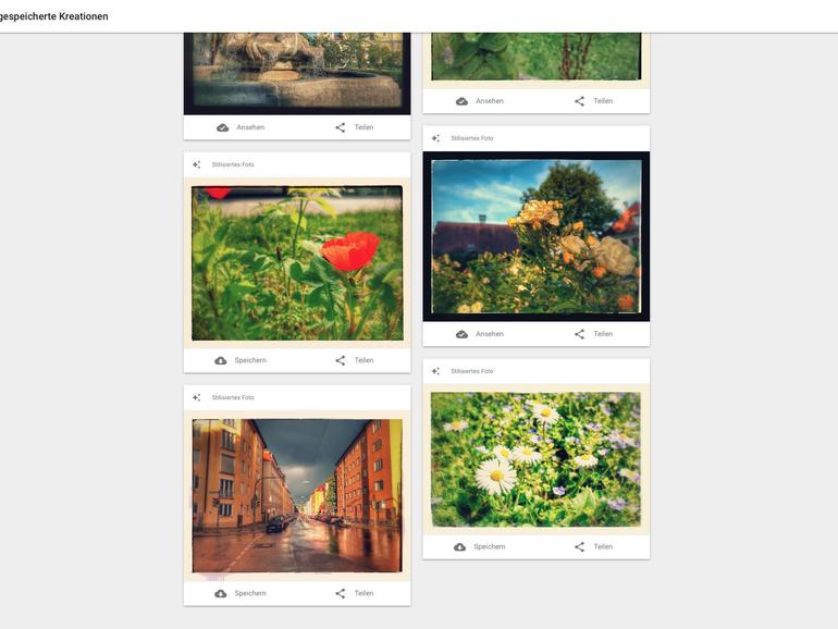Kreationen oder sogenannte „Stilisierte Fotos“ erstellt Google Fotos automatisch. Man kann dies aber auch deaktivieren.