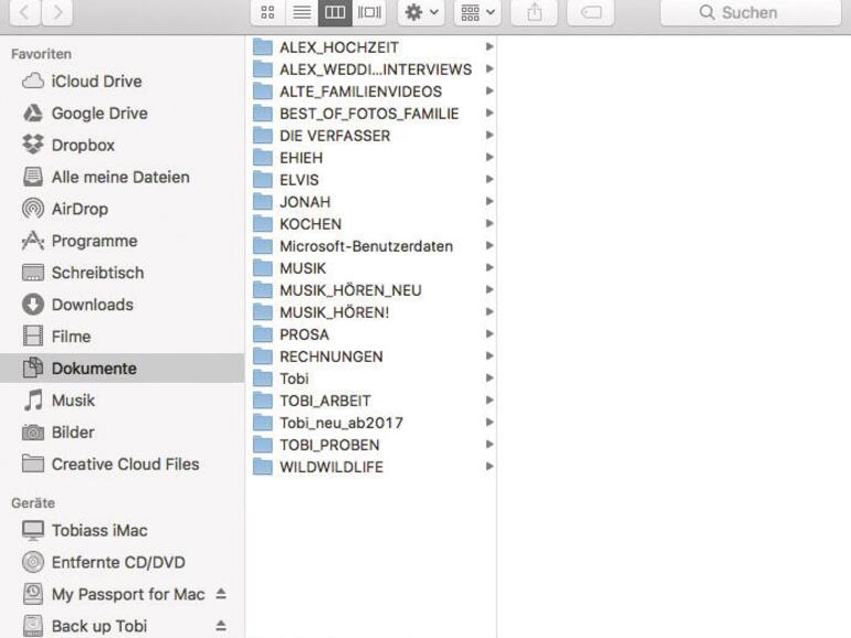 Standardmäßig landet vieles in „Dokumente“. Hier sollten Sie regelmäßig gründlich aufräumen.