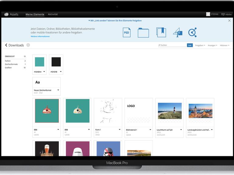 Sie können CC-Bibliotheken auch gemeinsam mit anderen nutzen und dabei sogar gesonderte Rechte pro Person vergeben.