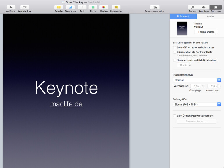 Foliengröße auswählen und fast ist's geschafft