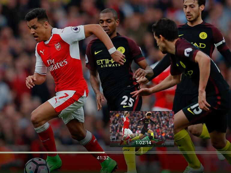 Nutzen Sie den Bedienkomfort des Apple TV bei Fußballübertragungen wie hier zwischen dem FC Arsenal und Manchester City