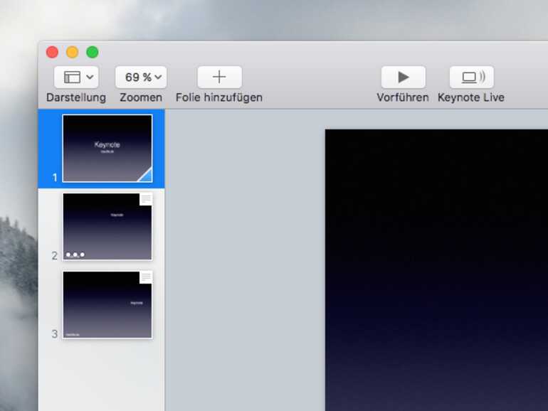 Ein Klick auf „Keynote Live" und es geht fast schon los