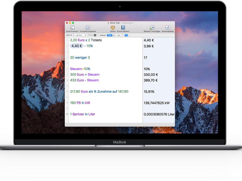 Montage zeigt Soulver am MacBook