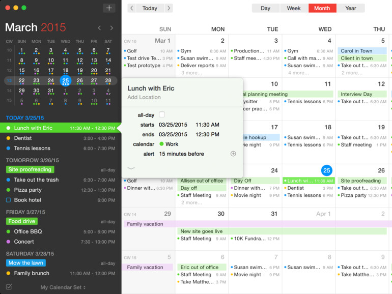 Die Monatsübersicht von Fantastical 2.