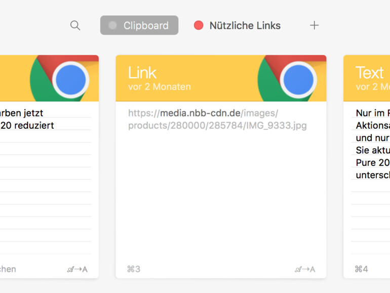 Screenshot der Oberfläche von Paste