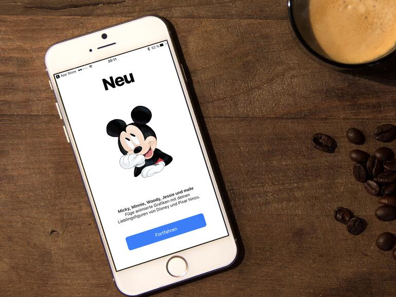 Micky begrüßt einen gleich nach dem Update.