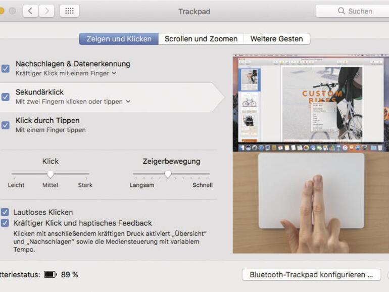 In den Einstellungen aktivieren Sie den Sekundärklick.