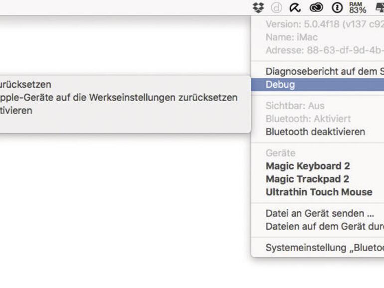 Bei Problemen mit kabellosen Geräten können Sie das Bluetooth-Modul zurücksetzen.