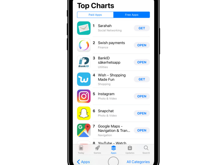 Variante 2: Schwarzer Balken oben, um die Frontkamera zu verbergen.