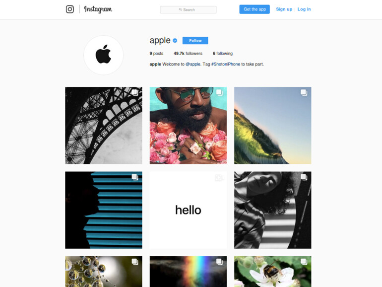 So sieht der neue Instagram-Account von Apple aus