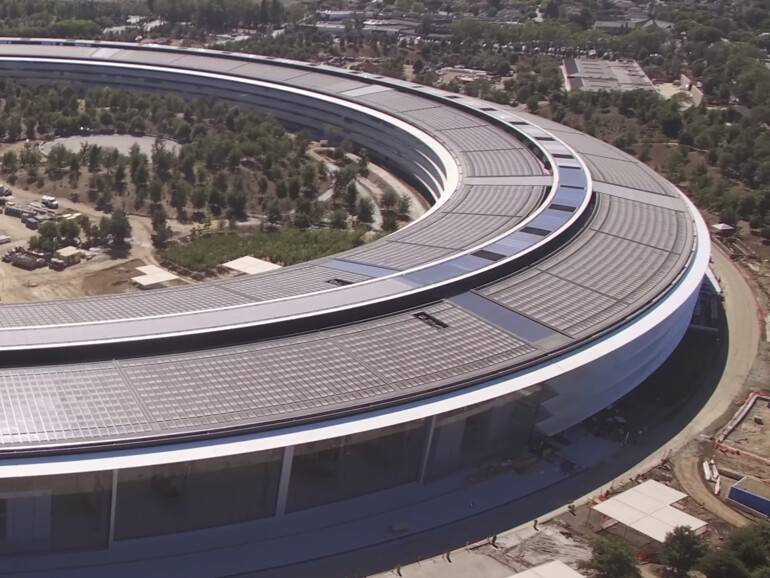 So sieht der Apple Park in einem aktuellen Drohnenvideo aus. 