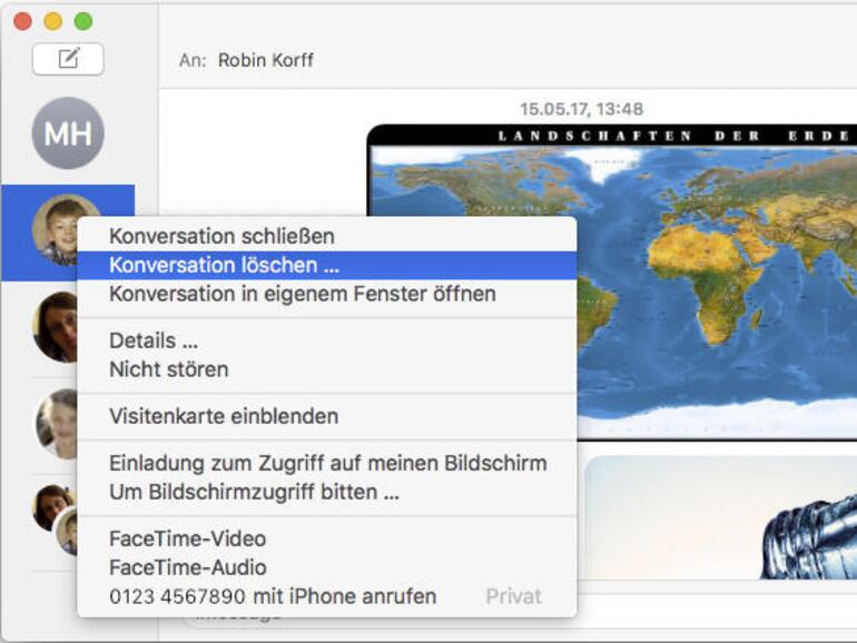 Wie lösche ich eine Konversation?