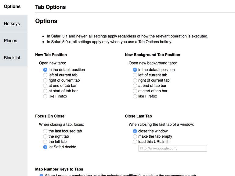 Tab Options