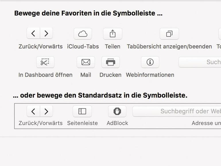Symbolleiste anpassen