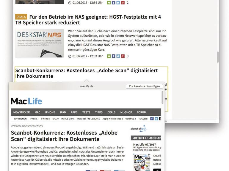 Schnelle Webseitenvorschau