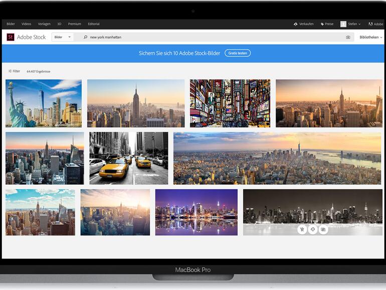 Adobe Stock auf dem MacBook Pro