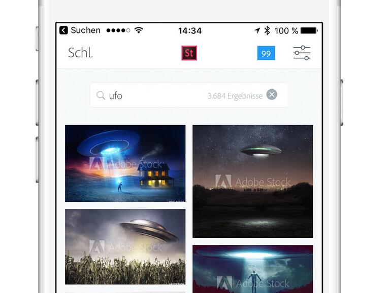 Adobe Stock auf dem iPhone