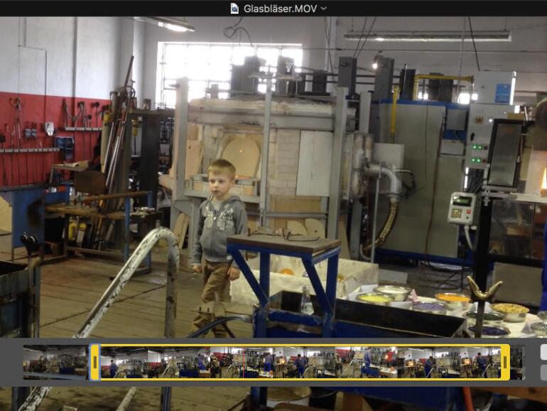 Mit zwei einfachen Schiebern an der linken und rechten Seite des Auswahlrahmens können Sie einen Videoausschnitt wählen und das Video entsprechend kürzen.