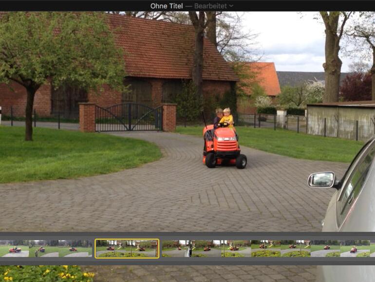 Einzelne solcher Clips können direkt im QuickTime positioniert werden. Sie können Clips in der Vorschau jedoch nur kürzen, nicht in mehrere Teile aufsplitten.