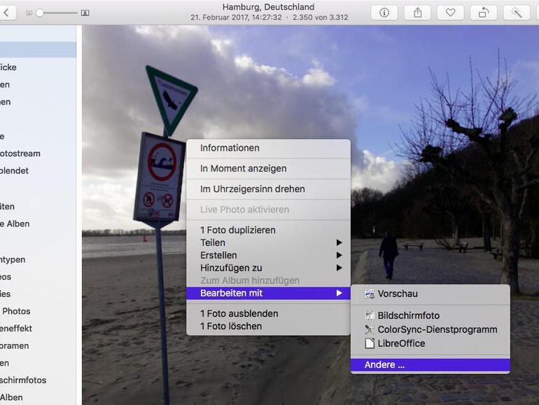Wir haben sie lange vermisst: Die Funktion zur Integration eines externen Bearbeitungsprogramms in Fotos.