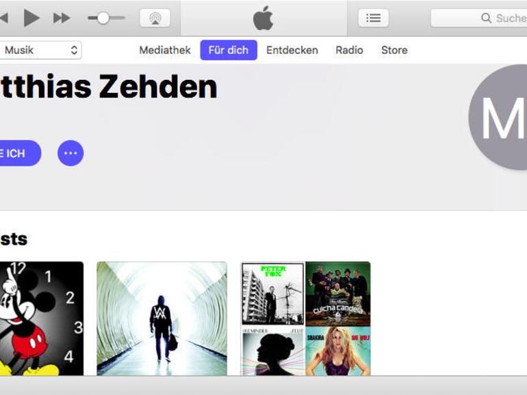 Musik unterstützt für Apple Music das Folgen von Freunden. Sie sehen unter „Für dich“ deren Listen und was sie gerade hören.