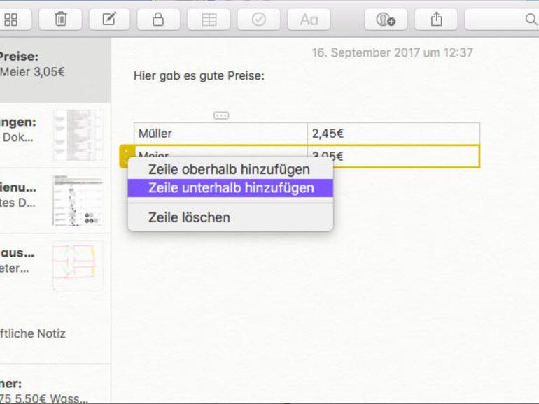 Die App Notizen kann jetzt auch Tabellen anlegen, und wichtige Notizen lassen sich am oberen Ende der Liste anheften.