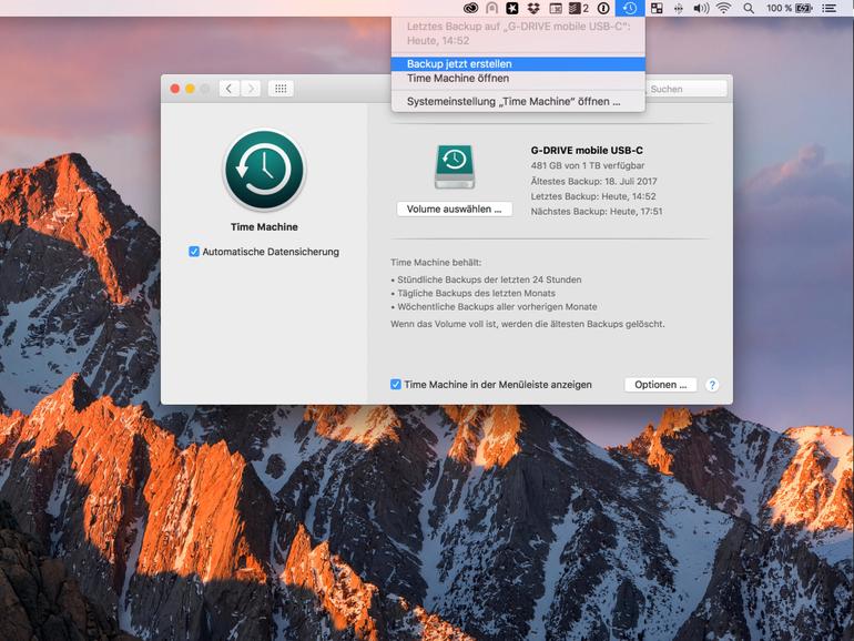 Time Machine Backup in macOS Sierra