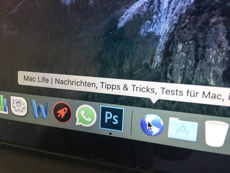 Webseiten lassen sich auch im Dock ablegen