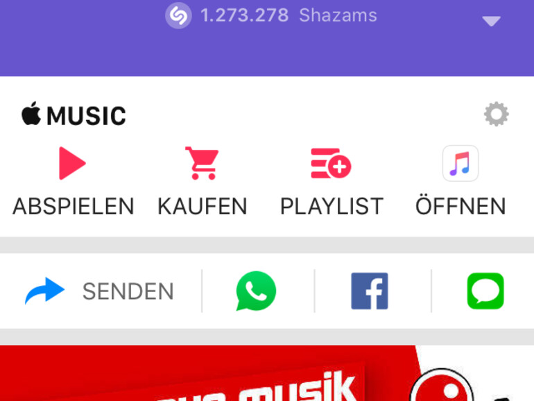 Jetzt können Sie den Musiktitel zu einer Playlist hinzufügen oder ihn auf iTunes kaufen.
