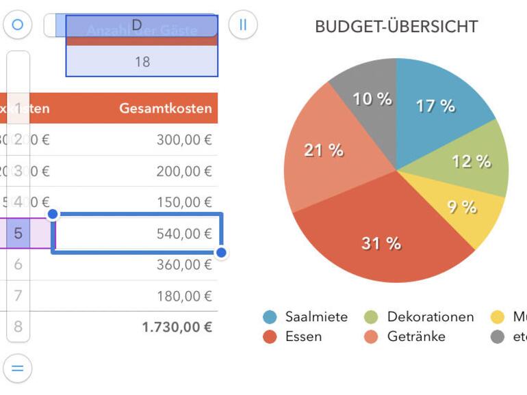 Numbers kann nicht nur Tabellen anlegen, sondern auch gestalten und Grafiken einfügen.