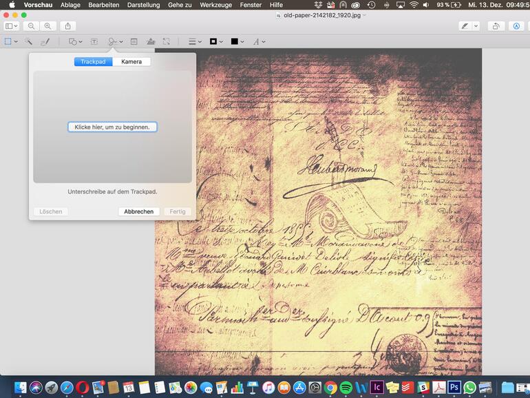 Unterschreiben mit Vorschau