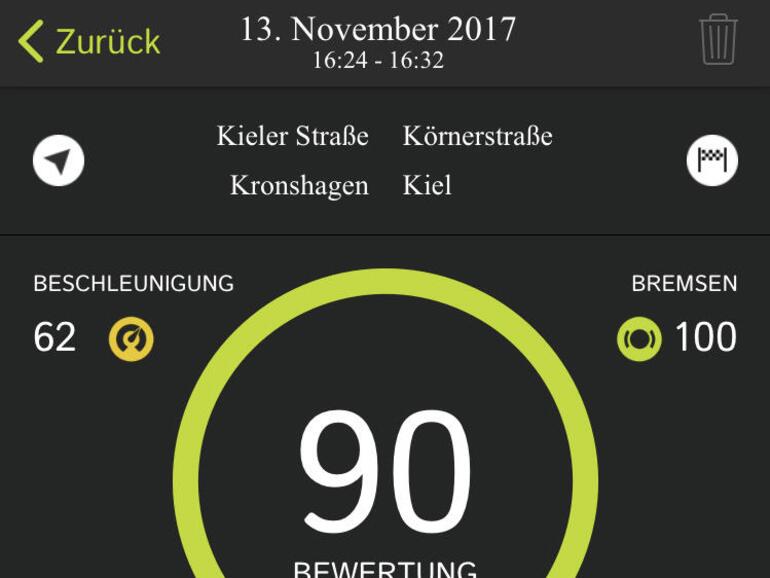 Die Curfer-App präsentiert die Fahrzeugwerte in Echtzeit in einer langen Liste.