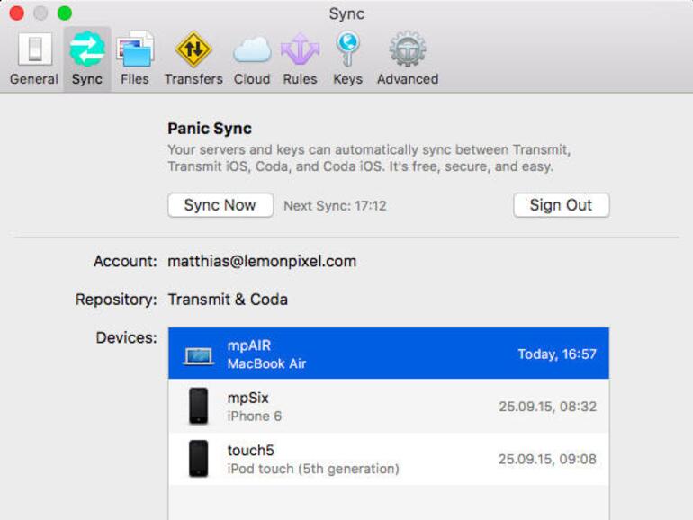 Panic Sync hält die Login-Daten auf dem aktuellen Stand, zur Nutzung mit anderen Macs und auf iOS-Geräten.
