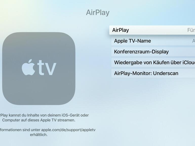 Aktivieren Sie in den Einstellungen AirPlay, können Sie das Apple TV auch als Zusatzdisplay am Mac nutzen…