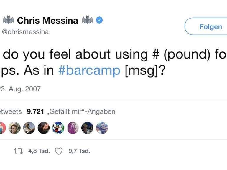 Dieser Tweet macht mit dem Vorschlag von Hashtags Geschichte.