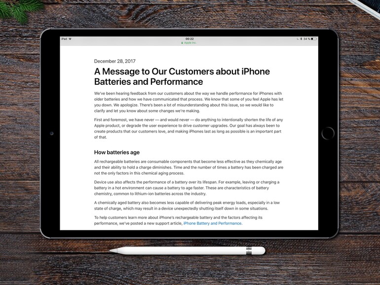 Der Brief richtet sich an alle betroffenen Nutzer eines iPhone 6, 6s oder SE