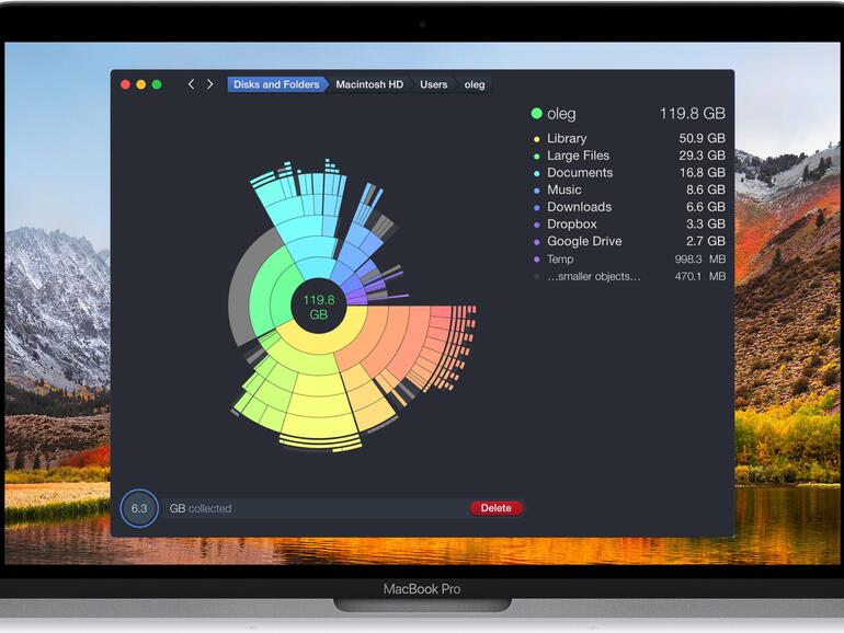 Mit hübscher Software arbeitet es sich einfach leichter: Daisy Disk visualisiert die Speicherbelegung und lässt nicht länger erwünschte Dateien komfortabel beseitigen.