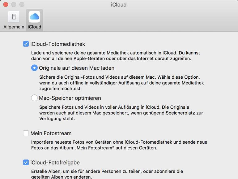 Originale nur in der iCloud