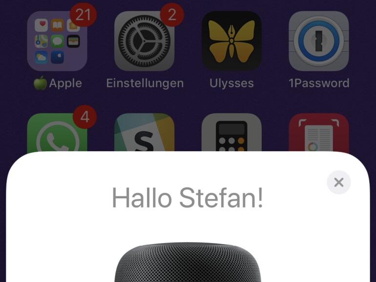 Der HomePod sagt das erste Mal Hallo.