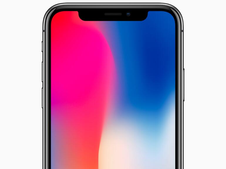 iPhone X mit TrueDepth-Frontkamera, die sich hinter einer Kerbe im Display versteckt