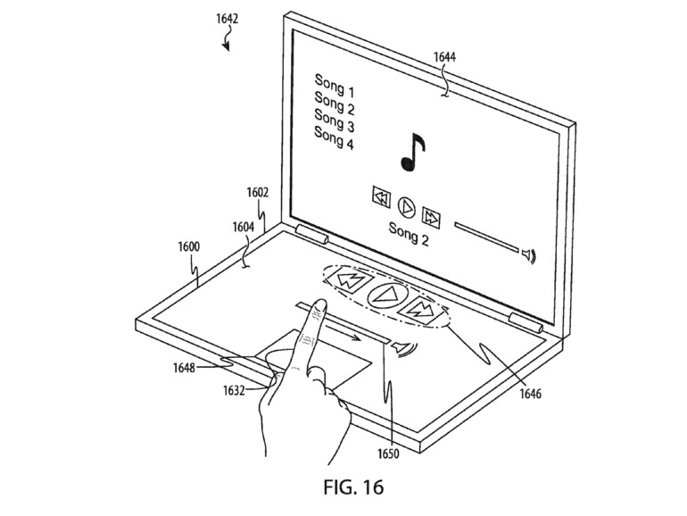 Patentskizze zeigt flexible Tastatur am MacBook