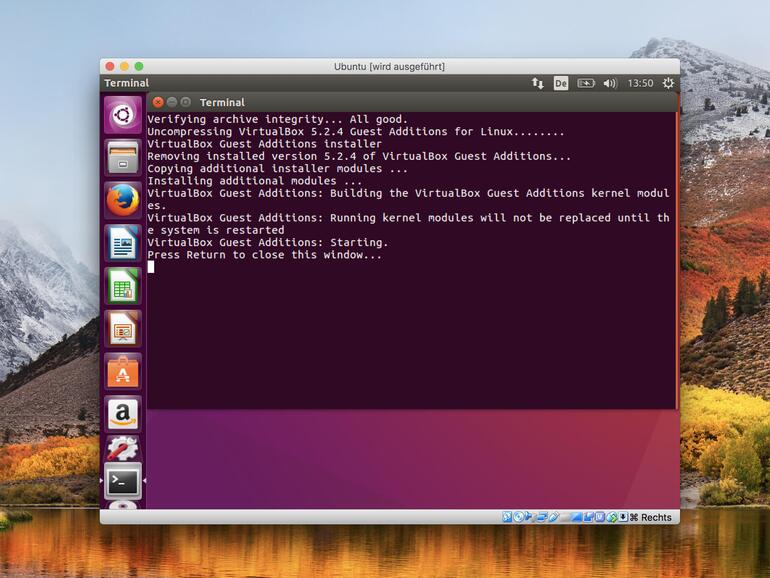 Die Gasterweiterungen werden für die Verwendung von geteilten Ordnern und der gemeinsamen Zwischenablage benötigt.
