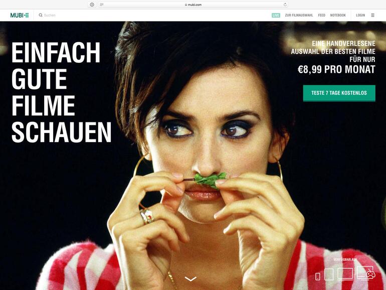 Mubi bietet ein überschaubares aber anspruchsvolles Filmangebot.