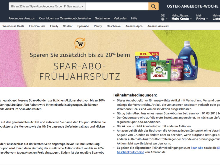 Spar-Abo bei Amazon